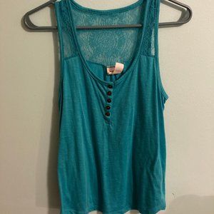 Neon Soul Teal Blue Laced Tank Top Medium Women's